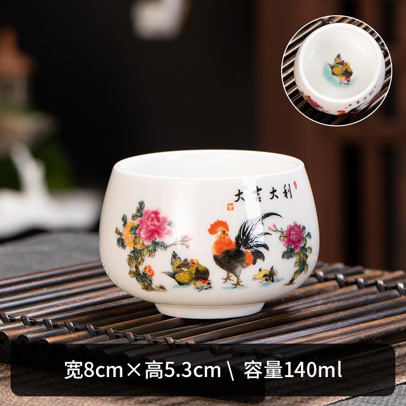 Suet jade porcelain master cup single cup like a duck to water Chinese ceramic tea personal tea cup business gifts
