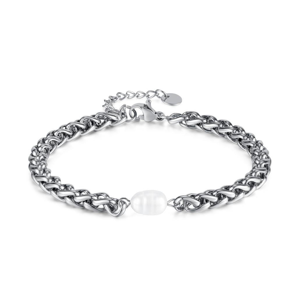 Titanium Steel Special Interest Light Luxury Design Stainless Steel Chain Natural Freshwater Pearl Bracelet