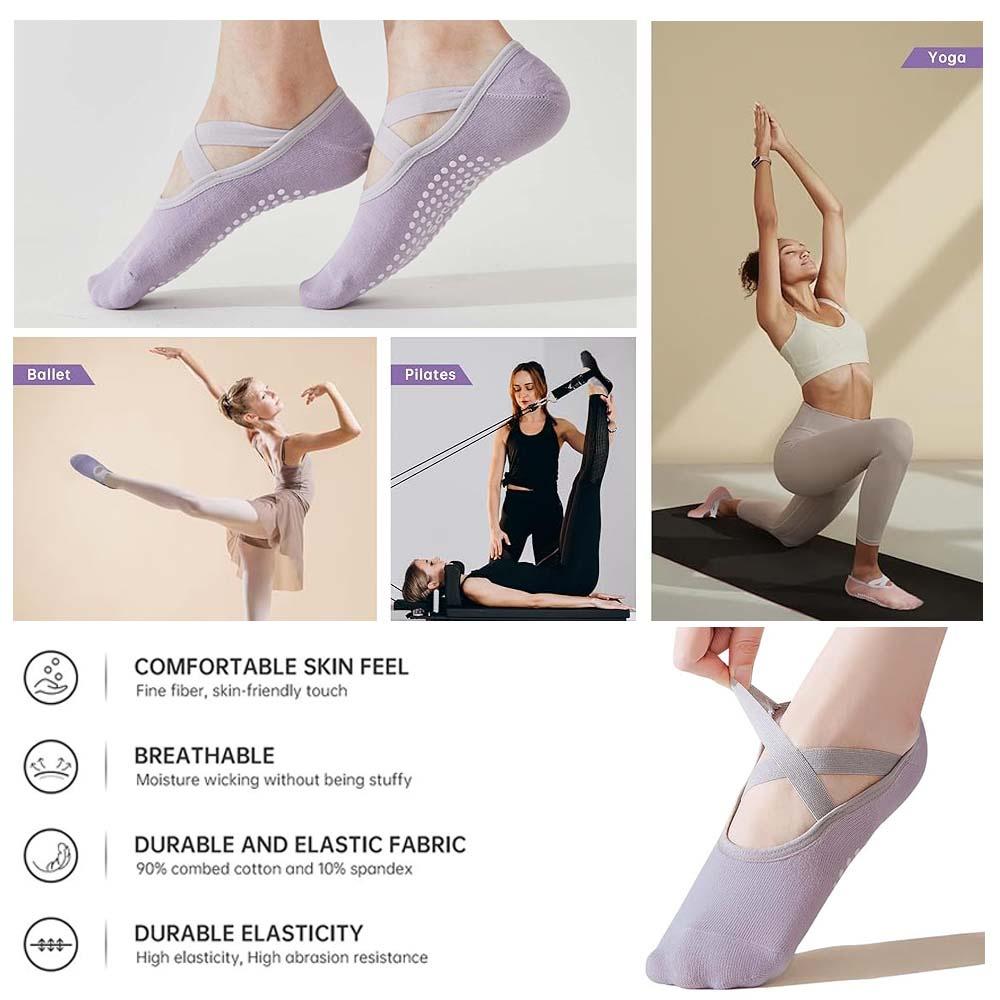 3 Pairs Grip Pilates Socks for Women – Non-Slip Yoga Socks for Ballet, Dance, and Workouts