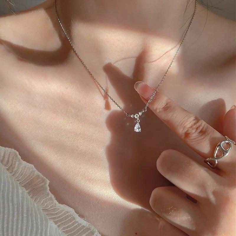 

Роскошное ожерелье с каплями воды со стразами, модное очаровательное колье-цепочка на ключицы, ожерелье, кулон для женщин и девочек, вечерние свадебные украшения