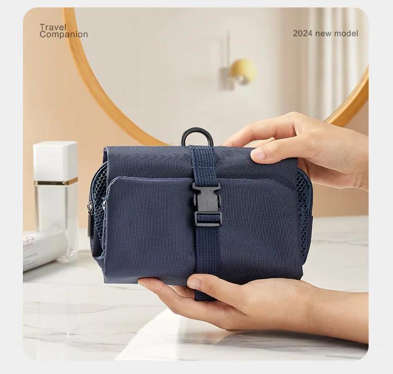 Japanese Style Snap Folding Toiletry Bag Hook Business Trip Toiletries Storage Bag High Quality Cosmetic Bag