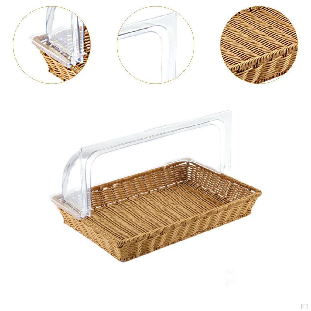 Imitation Rattan Woven Bread Basket Fruit Multifunctional Snack Storage Rectangle Serving
