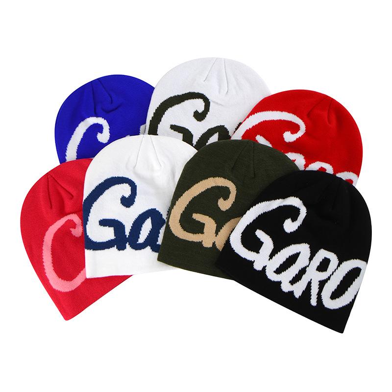 Cross-Border Street Letter Jacquard Knit Beanie - Warm, Stylish Hat for Couples