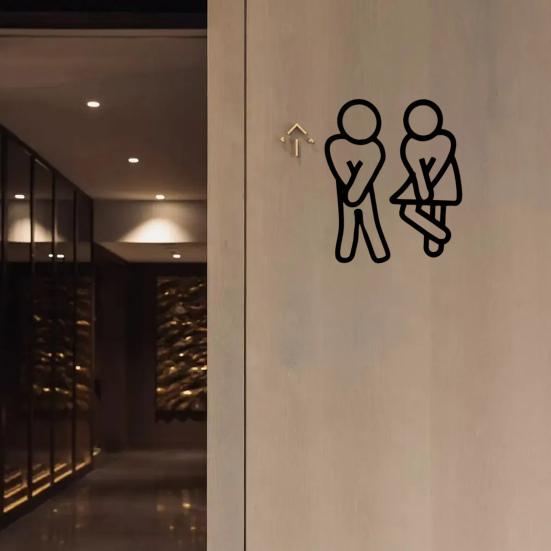 2Pcs 3D Printed Bathroom Sign Restroom Door Men Women Sign Business Restaurant Office Hotel Washroom Wall Gender Identification Signage