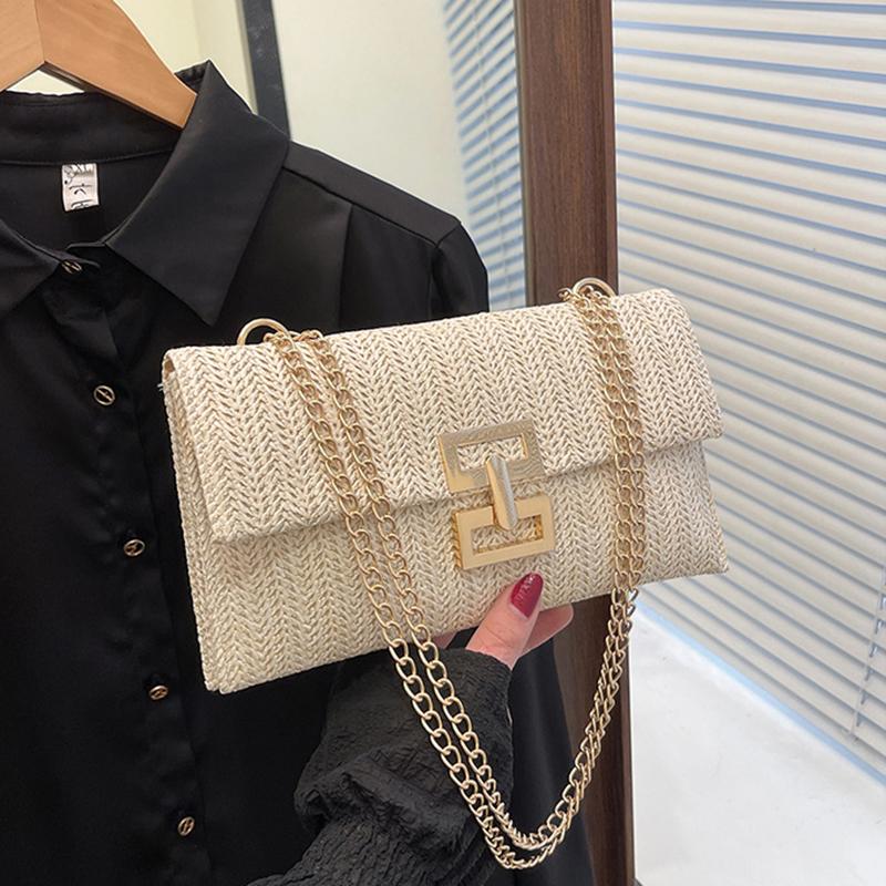 Damen Handtasche Mobile Geldbörse Sommer Strand Böhmischer Stil Handtasche Gewebte Kette Crossbody Schultertasche für Mädchen