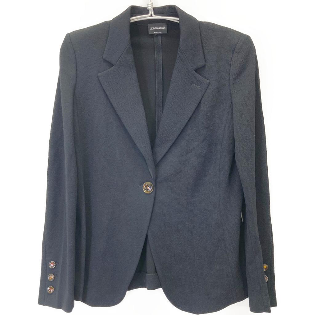 Giorgio Armani 3HAG74 AJXTZ Black Seersucker Single Breasted Jacket Jacket 48 blackUsed