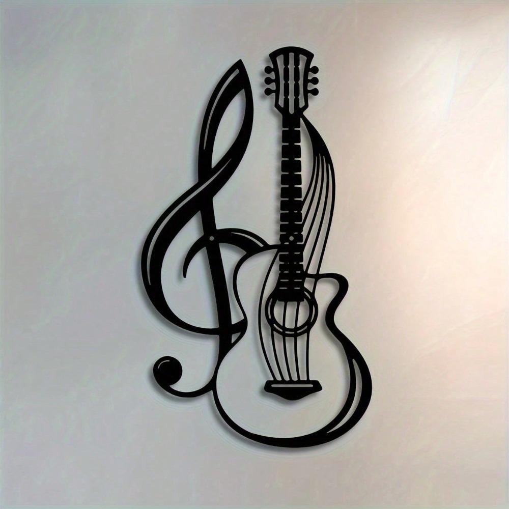 1pc Black Metal Music Note Guitar Wall Decor, Iron Art Hanging for Living Room, Bedroom, Cafe, Farmhouse Theme, Housewarming/Birthday Gift