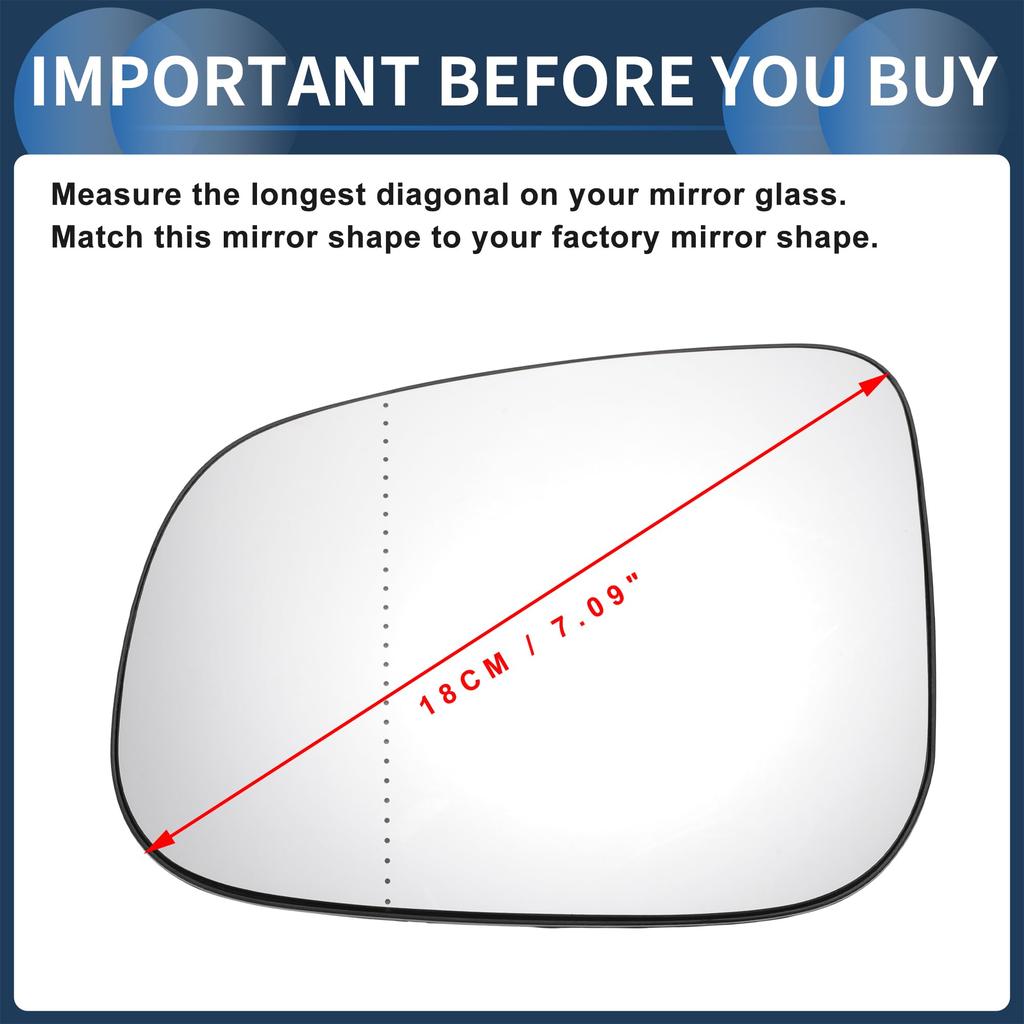 INFINAUTO Kompatibilní s Volvo Levé sklo zrcátka na straně řidiče Náhrada s nosnou deskou