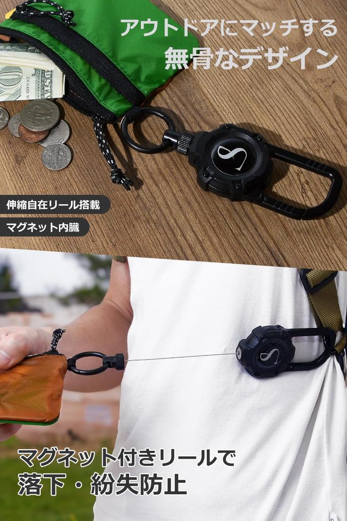 Pro Reel Keychain with Strong Magnet and Stainless Steel Wire Stretchable Keychain [Camping Supervision] Carabiner, [SOY'S F] (Yellow)