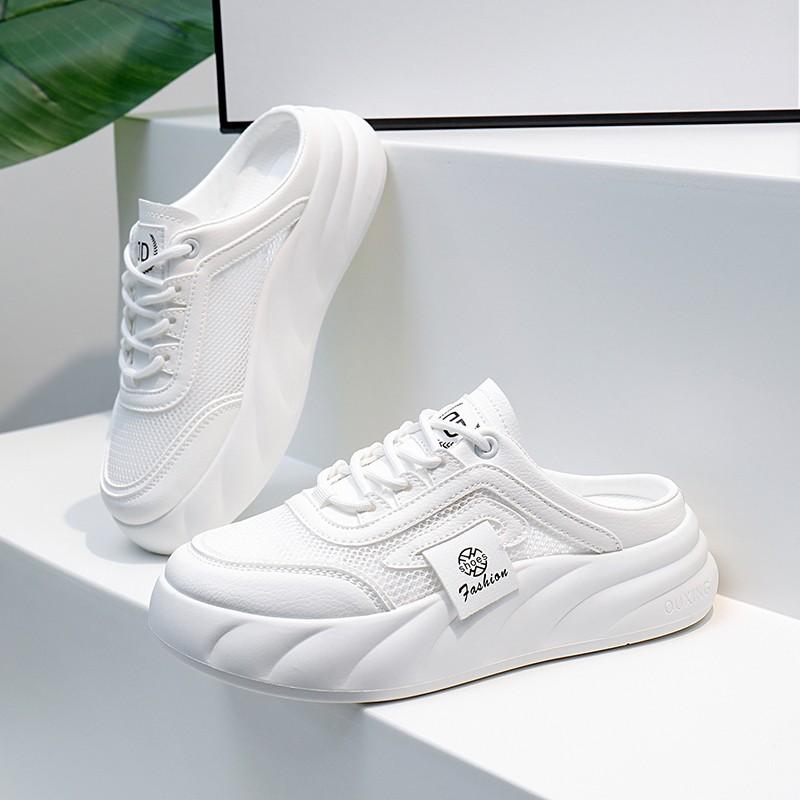 Baotou Half Slippers Women's Summer New Hollow Mesh Single Shoes Without Heel Sneakers