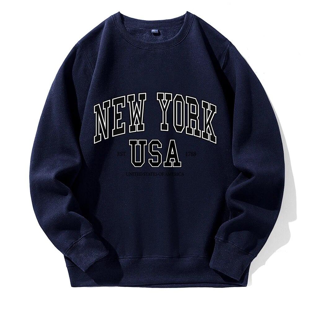 New York Usa Est 1788 Street City Letter Hoodies Unisex Fashion Novelty Hoodie Classic Trend Pullovers Loose Oversized Sweatshirt