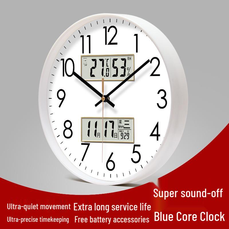 Yipula 6026 Perpetual LCD Wall Clock - Silent Dual Date Classic for Living Room