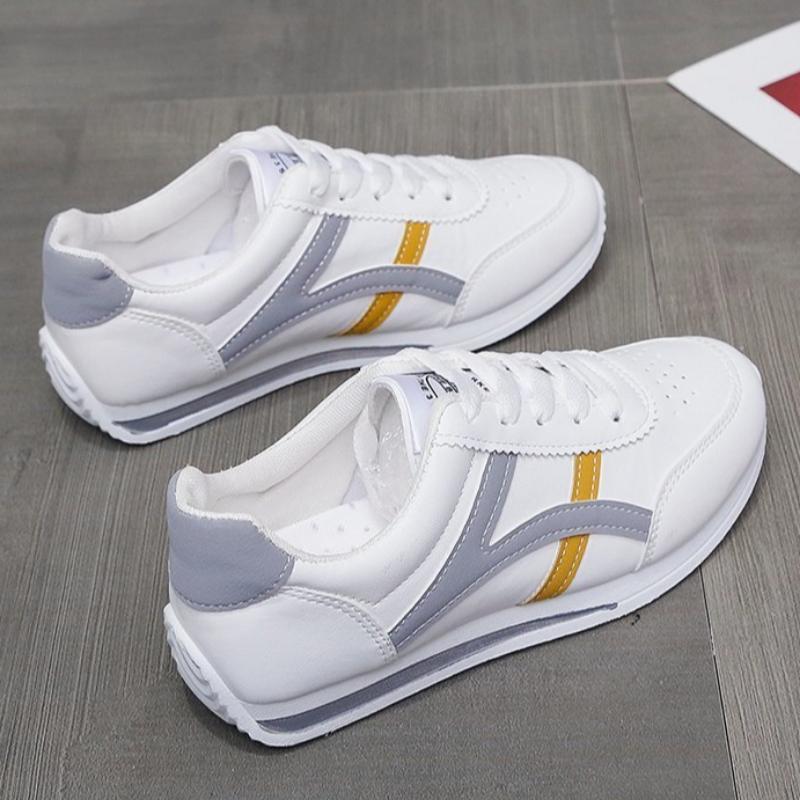 Pantofi sport de primăvară și vară pentru femei, din piele, albi, pantofi de alergare Forrest Gump