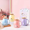 Kawaii Tea Cup Cute Cat Ceramic Coffee Mug with Kitty Lid and Spoon Japanese Style Novelty Gifts for Women Cat Lover Gifts 16oz