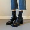 Premium Sense Versatile Retro Square Head Comfortable Thin Boots Women's Autumn 2025 French Simple Casual Fashion Short Boots