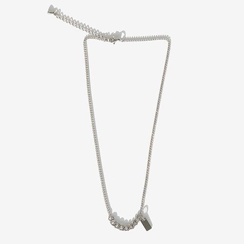 Rush Off Surgical Steel Two Flow Chain Necklace - Square Pendant