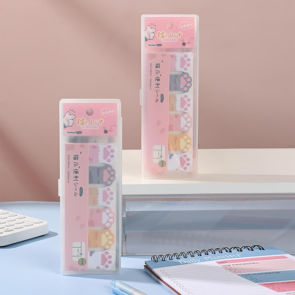 9-delige Kattenpoot Schrijfwaren Doos Set, Vouwschaar & Liniaal & Gum & Correctietape & Lijmtape in Potlooddoos Kinderbeloning