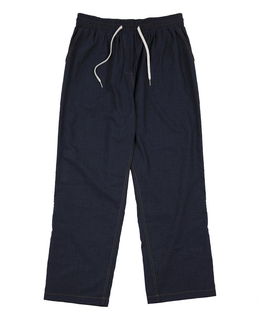 ARCANE FUNK Indigo Fake Denim Elastic Waist Wide Pants
