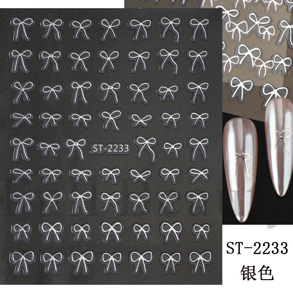 Nail Art Sticker, Japanese Simple Gold And Silver Red Shorts, Streamer Bow, Adhesive Nail Sticker.