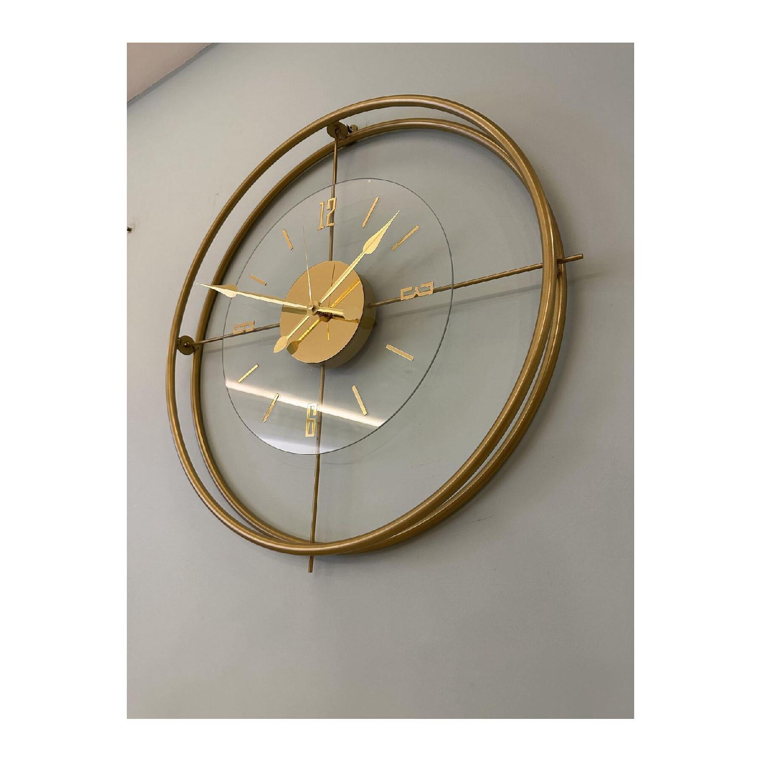 

Серия Xxl Gold Double Circle Glass - Специальный кварцевый механизм - Современные декоративные стеклянные металлические настенные часы