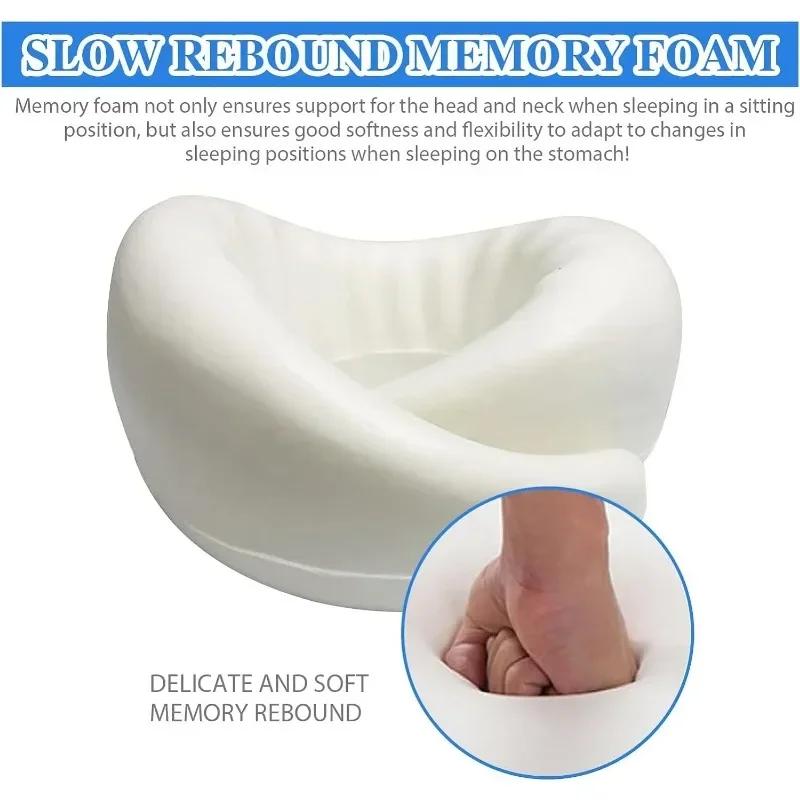 Portable Travel Pillow Memory Foam U-shaped Pillow Adjustable Noon Break Sleep Pillows Stowable Travel Pillows for Airplanes