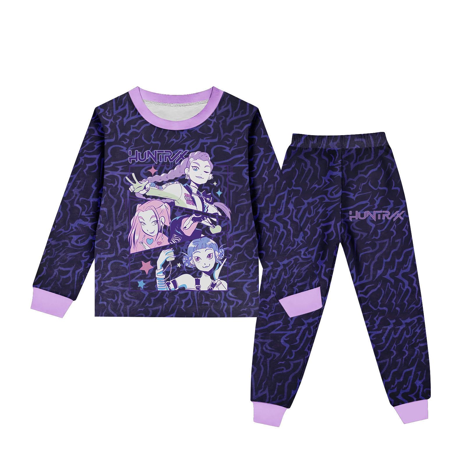 

Детский костюм с круглым вырезом, длинными рукавами и мультяшным принтом 4 темно-фиолетового