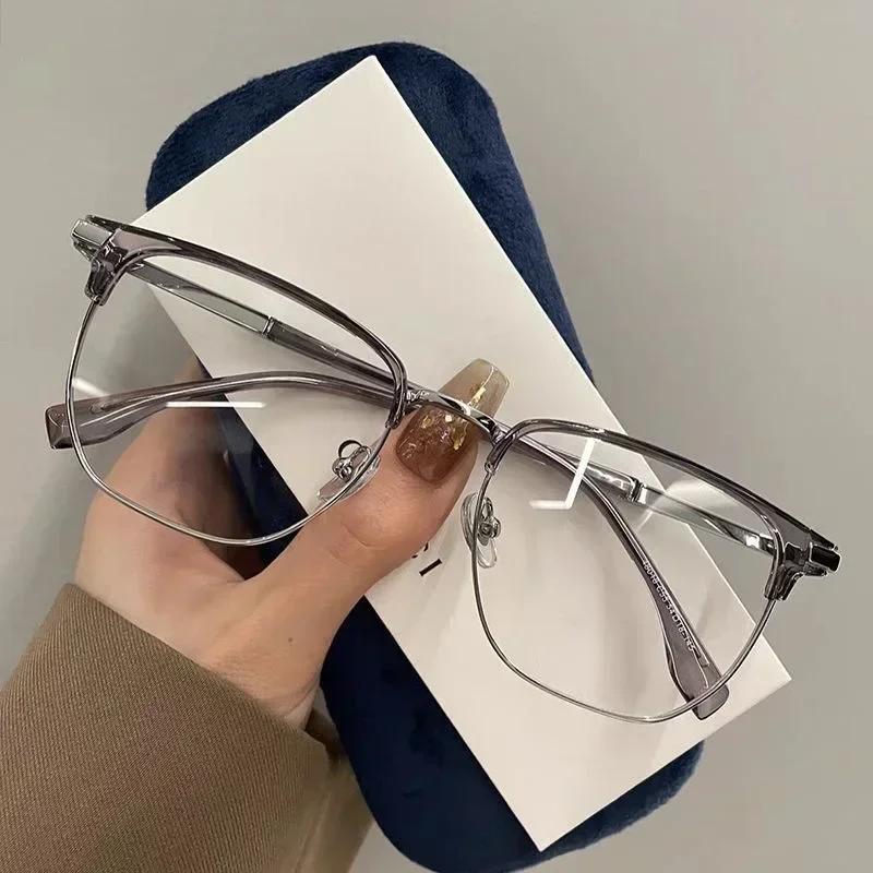 Men Ultra Light Half Frame Myopia Glasses Business Style Anti Blue Light Eyewear 0~-4.0 Diopters