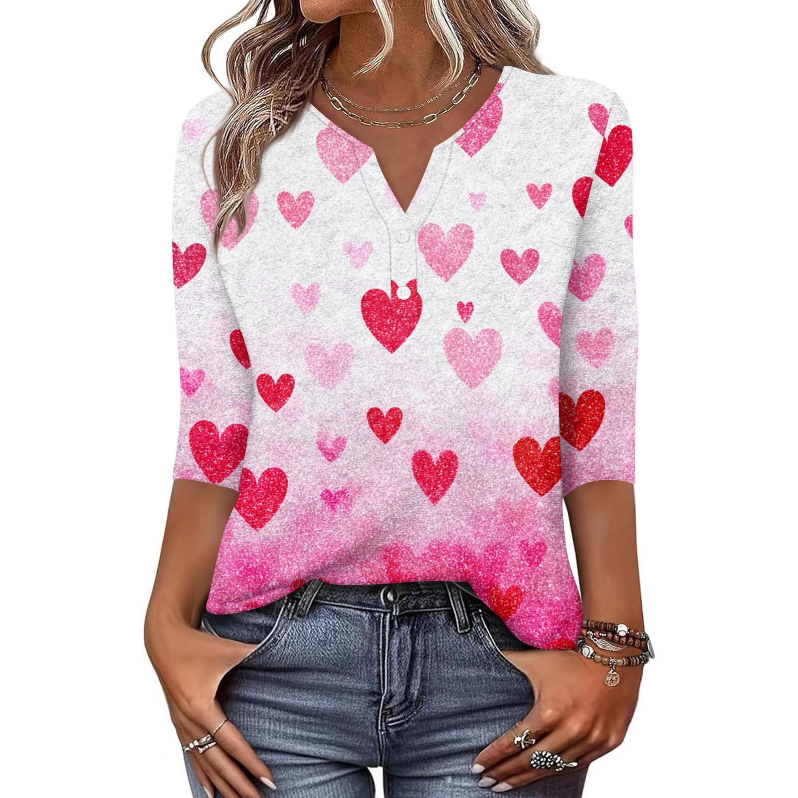 

Жен. Футболка С принтом Пуговицы Рукав 3/4 Повседневные Выходные Мода Классический Классический V-образный вырез Обычный Верх XXXL