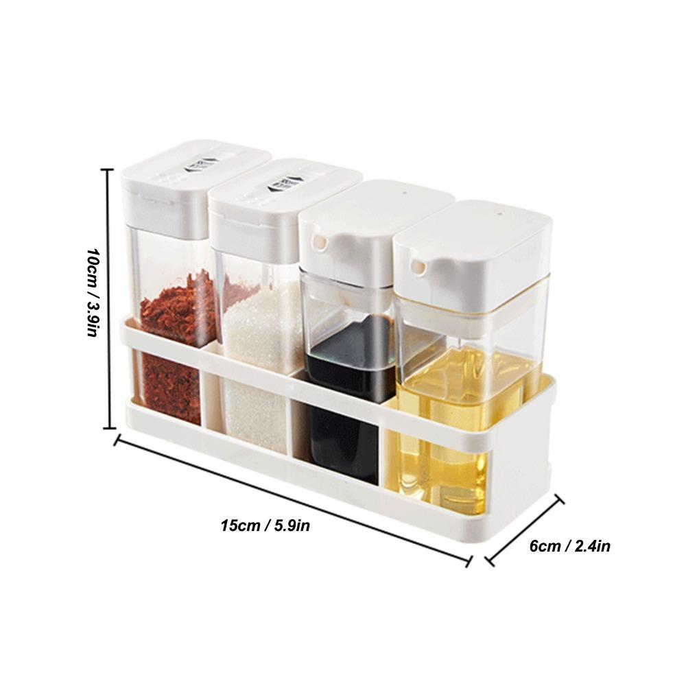 4 Grid Seasoning Jars Set Plastic Oil Jars Practical Seasoning Box Home Use