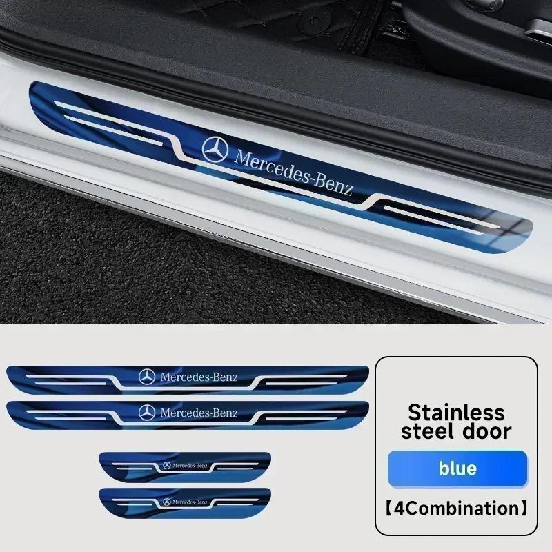 Car Stainless Steel Door Sill Scuff Plate For Mercedes Benz AMG CLA GLC GLK GLA A B C E Class W203 W206 W220 W205 W211 W212 W201 WZ2