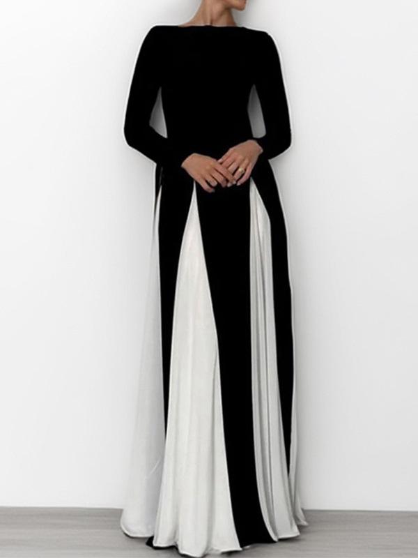 2025 Spring European & American Sling Colorblock Loose Swing Waist-Hugging Dress for Women