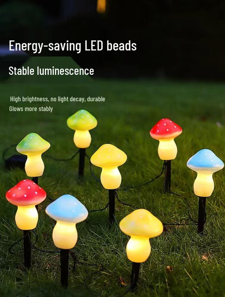 Solar LED Waterproof Garden Mushroom String Lights