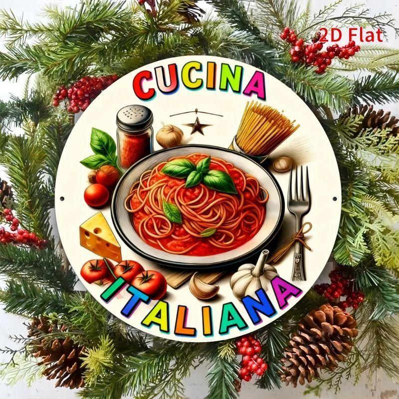 Round Metal Sign Italian Japanese Kitchen Decor 20x20cm