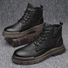 Autumn and Winter High-top Leather Martin Boots, Teenagers Wear Lace-up Retro Tooling Boots, Men's British Wind Motorcycle Boots
