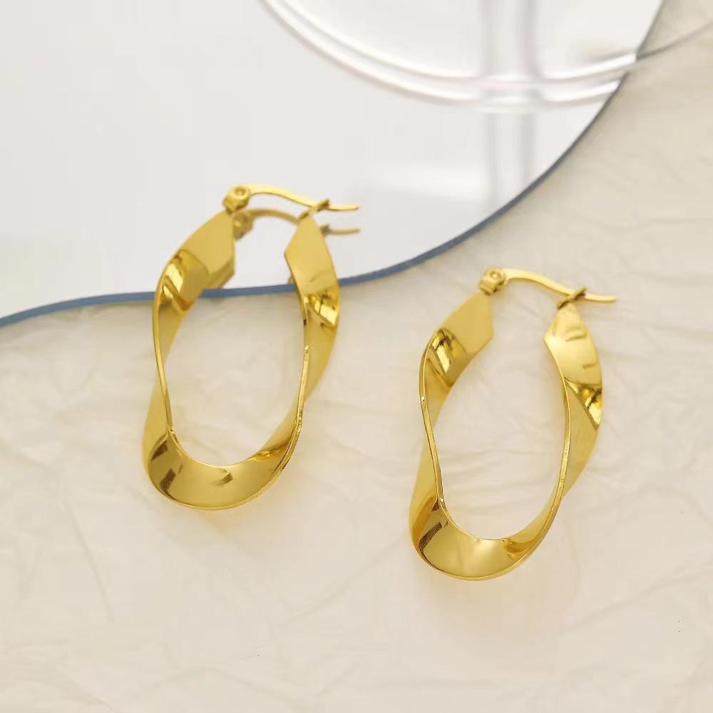 Women s Irregular Geometric Stud Earrings - Mobius Plain Circle Silver Needle