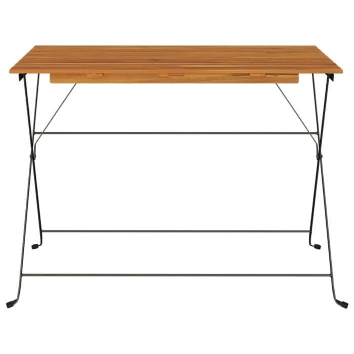 VidaXL Folding Bistro Table 100x54x71cm Solid Acacia Wood and Steel, Garden Lounge, Outdoor Furniture, Table 319971