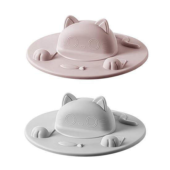 Silicone Cup Lid Cat Design Spill Proof Cup Cover with Tea Bag Slot Heat Resistant Non-Slip Microwave Safe Mug Cover for Coffee Tea Milk Cups