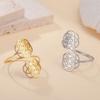 LIKGREAT Hollow Flower of Life Sacred Geometry Adjustable Ring for Women Stainless Steel Vintage Chakra Mandala Jewelry Gift New