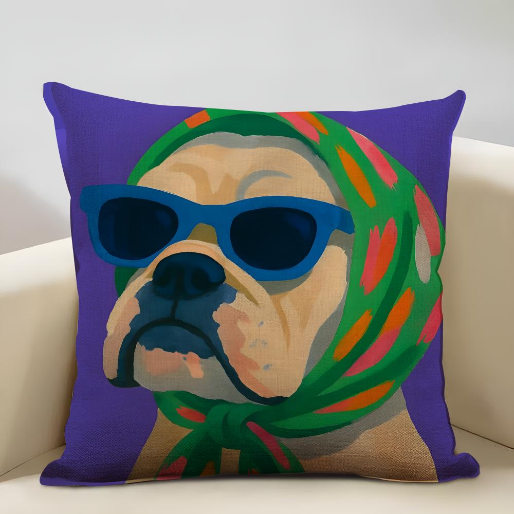 Animals Wearing Bandanas Cushion Cover Household Decoration Linen Sofa Cushion Cover: Skin-Friendly & Breathable With Invisible