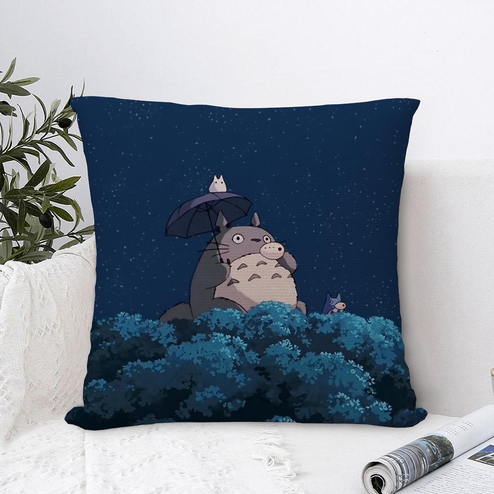 Kawaii Cute T-Totoroes Pillow Case Sofa Decorative Home Double-sided Print Plush Square Throw Pillow Covers Cushion Decor Cover