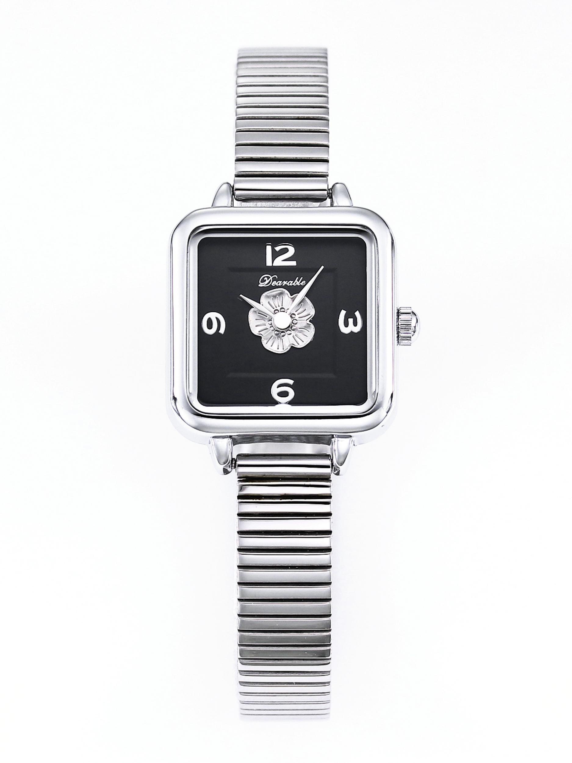 

Женские квадратные кварцевые часы винтажные камелия нержавеющая сталь водонепроницаемые простые модные элегантные женские кварцевые часы