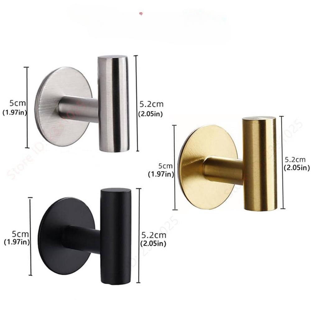 1PCS Adhesive Wall Hook Stainless Steel Robe Sticker Hooks Towel Coat Key Pants Hangers Bathroom Kitchen Storage Accessories