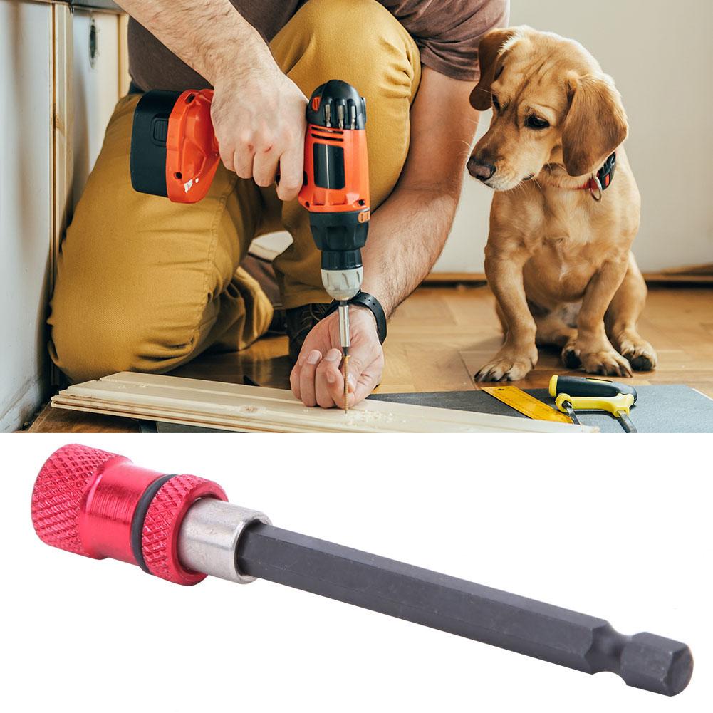 Red Stainless Steel Screwdriver Bit Holder 1Celsius4-Inch Quick Release Magnetic Extension Rod