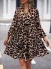 2025 V-Neck Leopard Print Elegant Long Sleeve Dress - Spring/Summer Collection