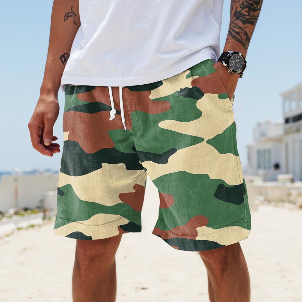 Pánské letní velké ležérní volné sportovní kalhoty plážové šortky