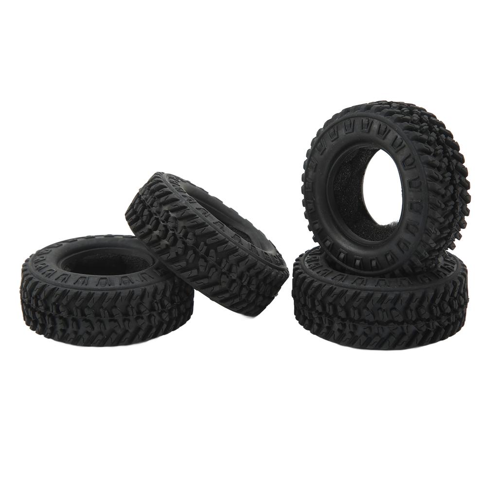 4PCS 1.25in RC Crawler Mud Tires Rubber RC Car Wheel Tires Set for FMS FCX24 for Axial SCX24 1/24 RC Crawler Car Black
