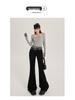 Spicy Girl Low-Waist Black Micro-Flare Jeans for Women - Spring/Autumn 2025 Slim-Fit Wide-Leg Versatile Pants