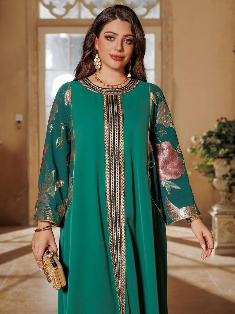 AB415 Dubai Robe: Besticktes Pailletten-Kaftan-Kleid für Damen