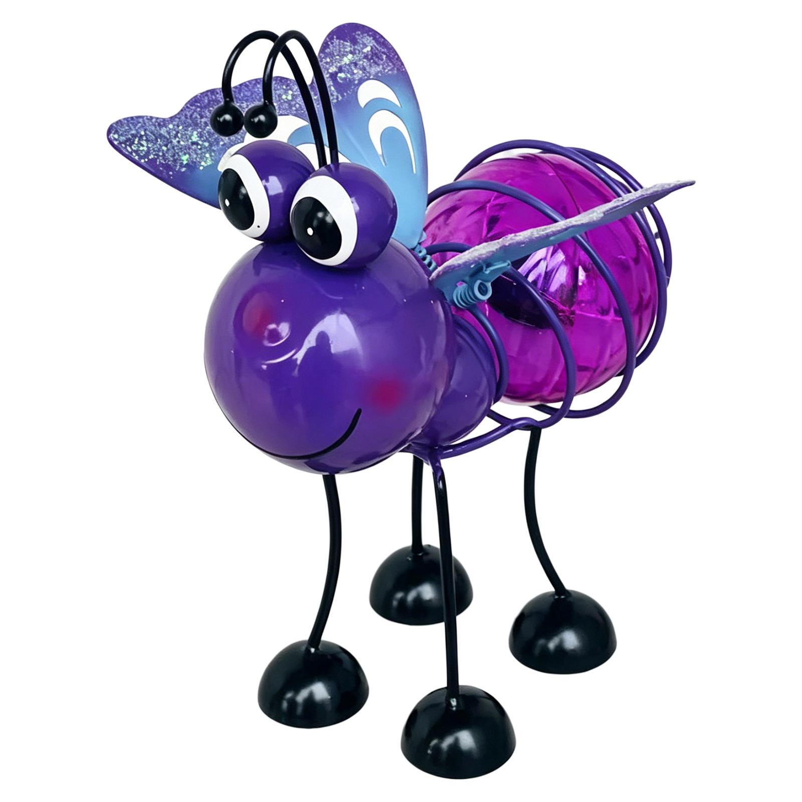 Solar Bees Lights Solar LED Garden Lights Cute Ant Statue Garden Decor Metal Flying Insects Ideal for Gardens Patios Kids Rooms фиолетовый