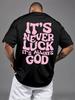 [Vintage Sports T-Shirt]  Vintage Men's "It's Never Luck" Print Short Sleeve Crew Neck Casual Sports T-Shirt For Summer
